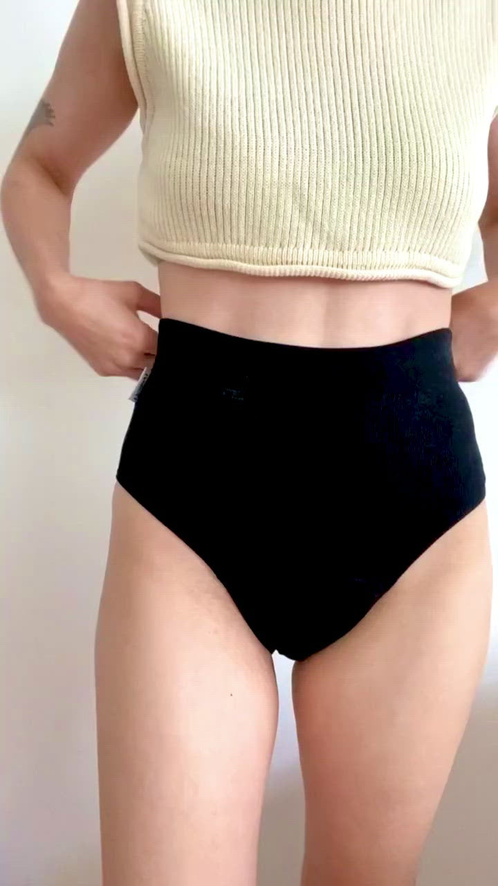 Periodenunterwäsche High waist, vegan, Feinripp, Biobaumwolle, Wärmepad, nachhaltig, ohne Biozide 